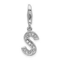 Sterling Silver CZ Letter S W/Lobster Claw Clasp Clasp Charm Charms