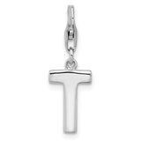 Sterling Silver CZ Letter T W/Lobster Claw Clasp Clasp Charm Charms