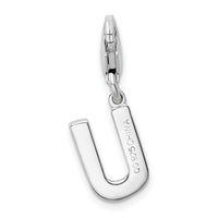 Sterling Silver CZ Letter U W/Lobster Claw Clasp Clasp Charm Charms