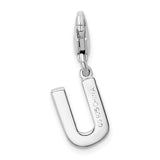 Sterling Silver CZ Letter U W/Lobster Claw Clasp Clasp Charm Charms