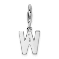 Sterling Silver CZ Letter W W/Lobster Claw Clasp Clasp Charm Charms