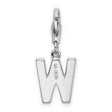Sterling Silver CZ Letter W W/Lobster Claw Clasp Clasp Charm Charms