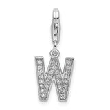 Sterling Silver CZ Letter W W/Lobster Claw Clasp Clasp Charm Charms