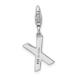 Sterling Silver CZ Letter X W/Lobster Claw Clasp Clasp Charm Charms