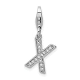 Sterling Silver CZ Letter X W/Lobster Claw Clasp Clasp Charm Charms