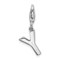 Sterling Silver CZ Letter Y W/Lobster Claw Clasp Clasp Charm Charms