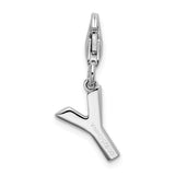 Sterling Silver CZ Letter Y W/Lobster Claw Clasp Clasp Charm Charms