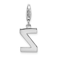 Sterling Silver CZ Letter Z with Lobster Clasp Charm