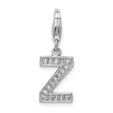 Sterling Silver CZ Letter Z with Lobster Clasp Charm