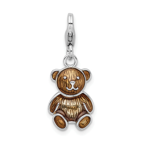Goldia Sterling Silver Enameled Teddy Bear W/Lobster Claw Clasp Charm
