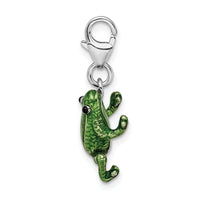 Goldia Sterling Silver 3-d Enameled Frog W/Lobster Claw Clasp Charm