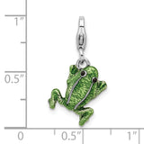 Goldia Sterling Silver 3-d Enameled Frog W/Lobster Claw Clasp Charm