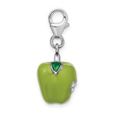 Goldia Sterling Silver Rhodium 3-d Enameled Apple W/Lobster Claw Clasp Charm