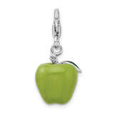 Goldia Sterling Silver Rhodium 3-d Enameled Apple W/Lobster Claw Clasp Charm
