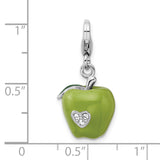Goldia Sterling Silver Rhodium 3-d Enameled Apple W/Lobster Claw Clasp Charm