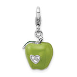 Goldia Sterling Silver Rhodium 3-d Enameled Apple W/Lobster Claw Clasp Charm