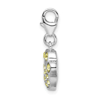 Sterling Silver Rhodium Enameled Paw Print w/Lobster Clasp Charm