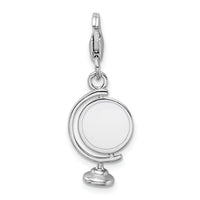 Sterling Silver Rhodium Enameled Globe w/Lobster Clasp Charm