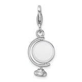 Sterling Silver Rhodium Enameled Globe w/Lobster Clasp Charm