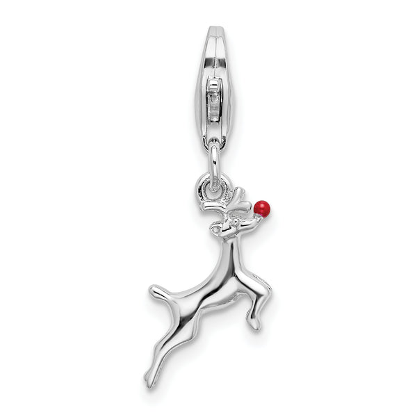 Goldia Sterling Silver Enameled Reindeer Charm