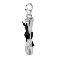 Sterling Silver 3-D CZ Ribboned Diploma with Lobster Clasp Charm