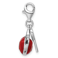 Goldia Sterling Silver Enameled 3D Heart and Key Charm