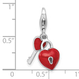 Goldia Sterling Silver Enameled 3D Heart and Key Charm