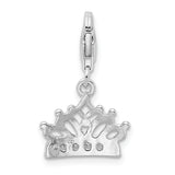 Sterling Silver CZ Crown W/Lobster Claw Clasp Clasp Charm Charms