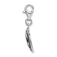 925 Sterling Silver Polished And Enameled Heart With Dog Paw Print Charm