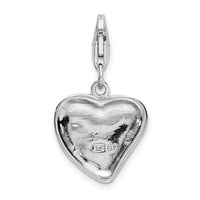 925 Sterling Silver Polished And Enameled Heart With Dog Paw Print Charm