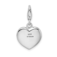 Sterling Silver Polished Enameled CZ Baby On Board Heart Charm