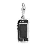 Goldia Sterling Silver Black Enameled 3D Cell Phone Charm