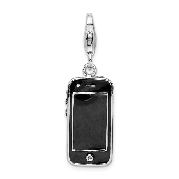Goldia Sterling Silver Black Enameled 3D Cell Phone Charm