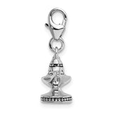 Sterling Silver 3-D Enameled Magic Lamp with Lobster Clasp Charm