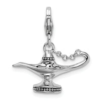 Sterling Silver 3-D Enameled Magic Lamp with Lobster Clasp Charm