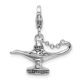 Sterling Silver 3-D Enameled Magic Lamp with Lobster Clasp Charm
