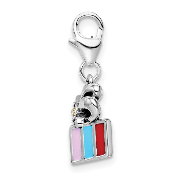 SS RH Yellow Swarovski Enameled Present w/Lobster Clasp Charm