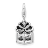 SS RH Yellow Swarovski Enameled Present w/Lobster Clasp Charm