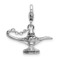 Sterling Silver 3-D Enameled Magic Lamp with Lobster Clasp Charm