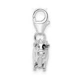 Sterling Silver RH Enameled Cow with Lobster Clasp Charm