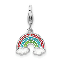 925 Sterling Silver Enameled Rainbow with Lobster Clasp Charm