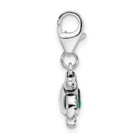Sterling Silver RH Green Swarovski Turtle with Lobster Clasp Charm