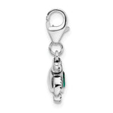 Sterling Silver RH Green Swarovski Turtle with Lobster Clasp Charm