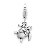 Sterling Silver RH Green Swarovski Turtle with Lobster Clasp Charm