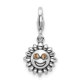 Sterling Silver RH Yellow Swarovski Sun with Lobster Clasp Charm