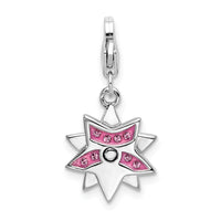 Stainless Steel Black Enamel Ace of Spades w/CZ 24in Necklace