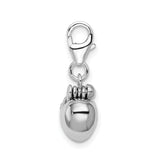 Sterling Silver RH Swarovski Enameled Heart Opens w/Lobster Clasp Charm