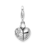 Sterling Silver RH Swarovski Enameled Heart Opens w/Lobster Clasp Charm