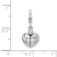 Sterling Silver RH Swarovski Enameled Heart Opens w/Lobster Clasp Charm