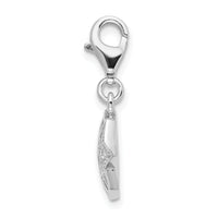 Sterling Silver RH Polished w/CZ Moon and Star Lobster Clasp Charm